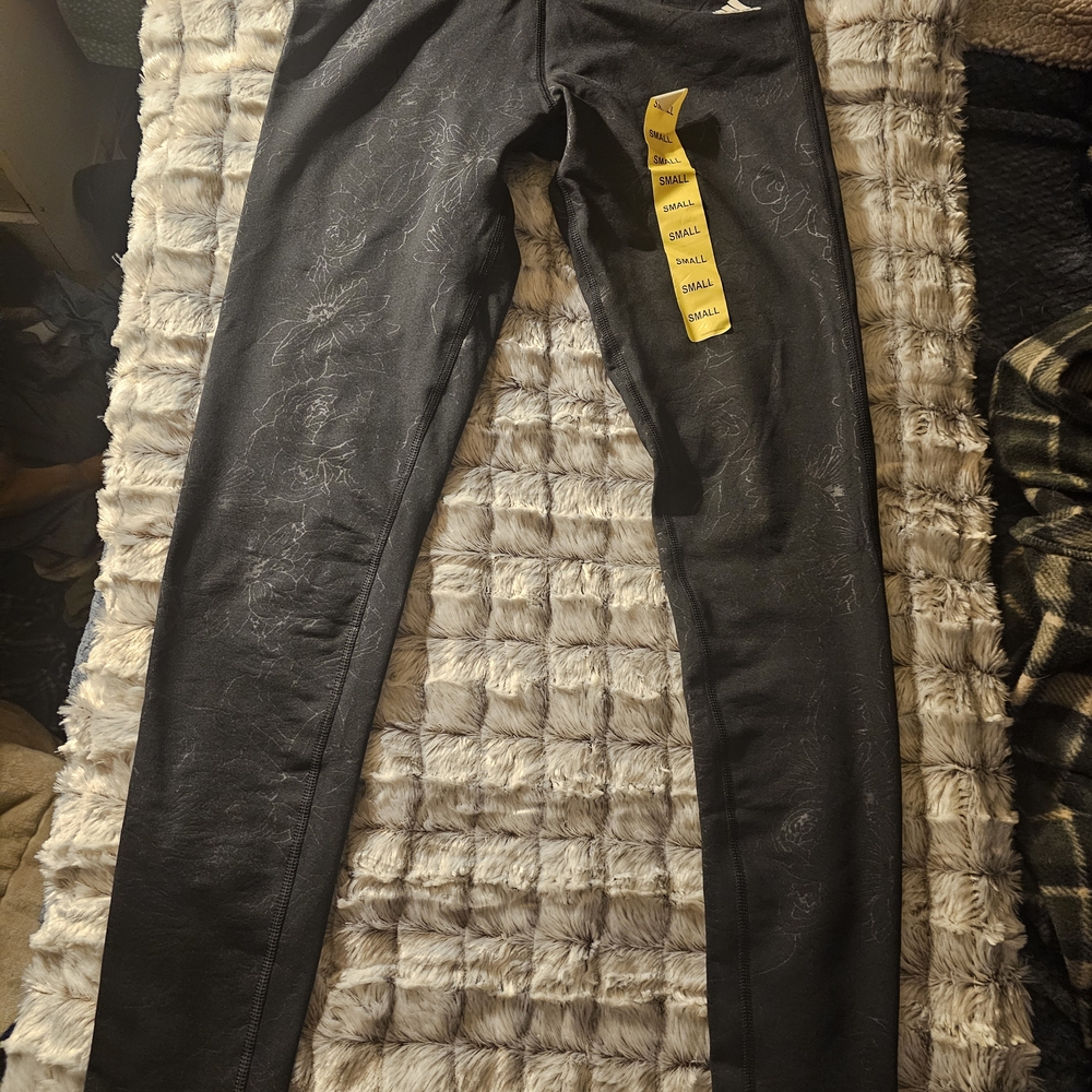 NWT Adidas Black Yoga Pants with Subtle Accents